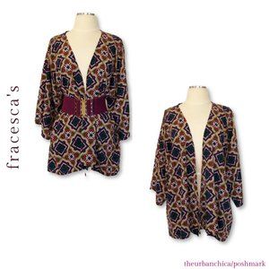 Francesca's Geometric Jewel Colored Kimono Top